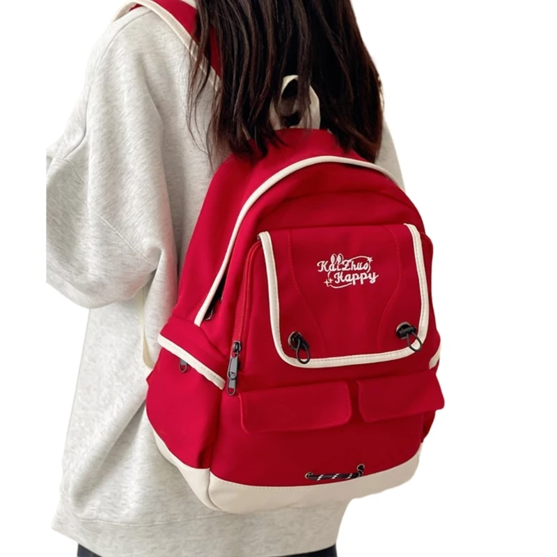 Vintage Campus Teen Girls Nylon Backpack High School Student Book Bag Large Capacity Adjustable Straps Laptop Daypack