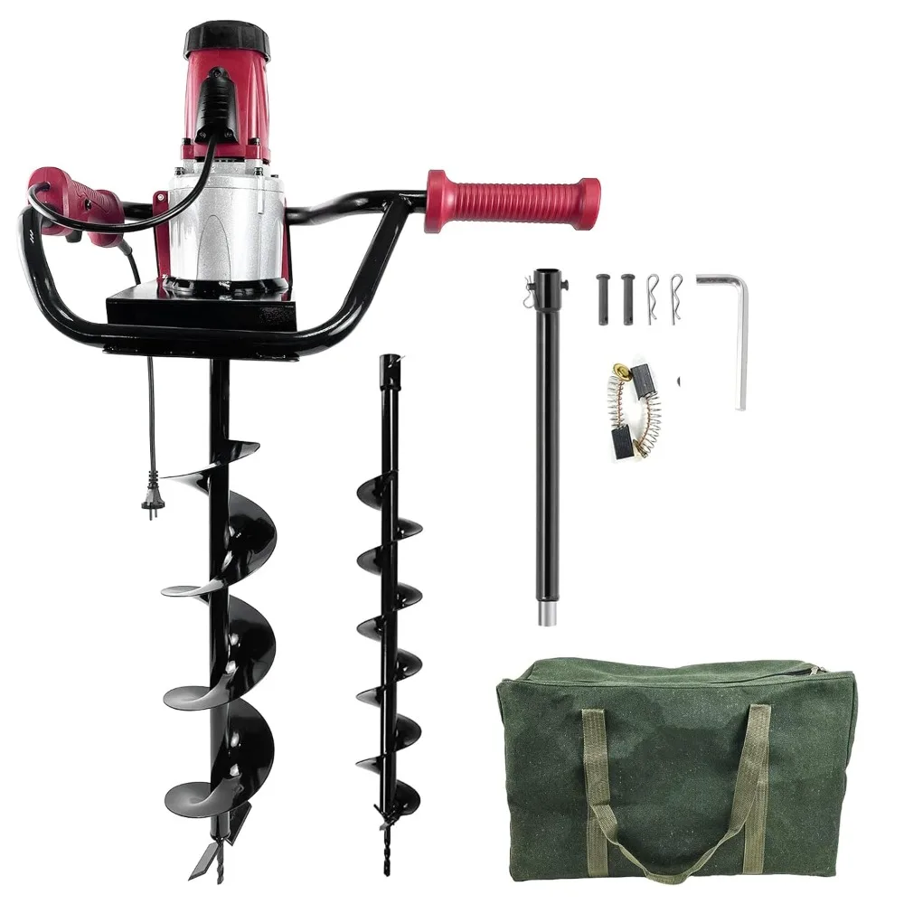 

6-дюймовый и 4-дюймовый шнек для земли, электрический шнековый шнек мощностью 1500 Вт, идеально подходит для копания почтовых отверстий, сверления, посадки деревьев