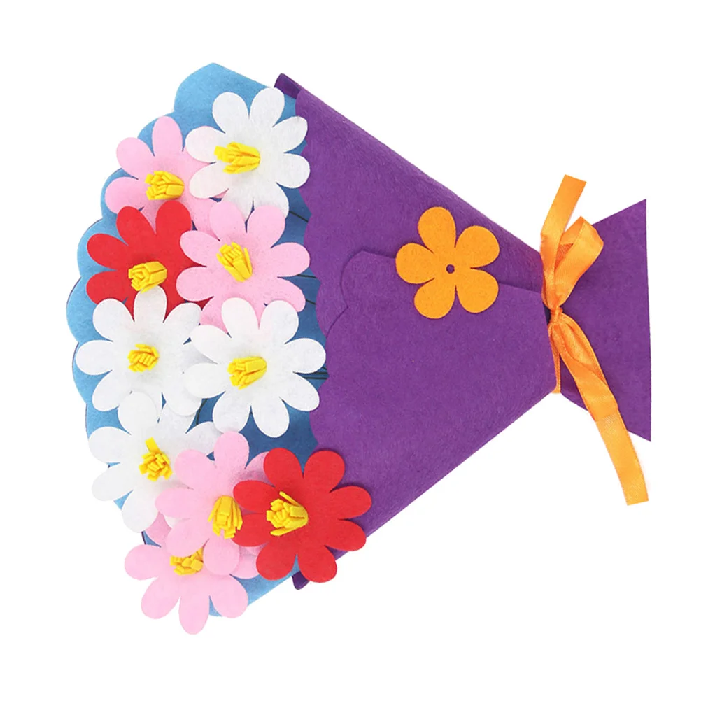 3Pcs DIY Bouquet Package Creative Non-Woven Flower Kit Easy Assemble Educational Kids Handmade Bright Colorful Bouquet Package