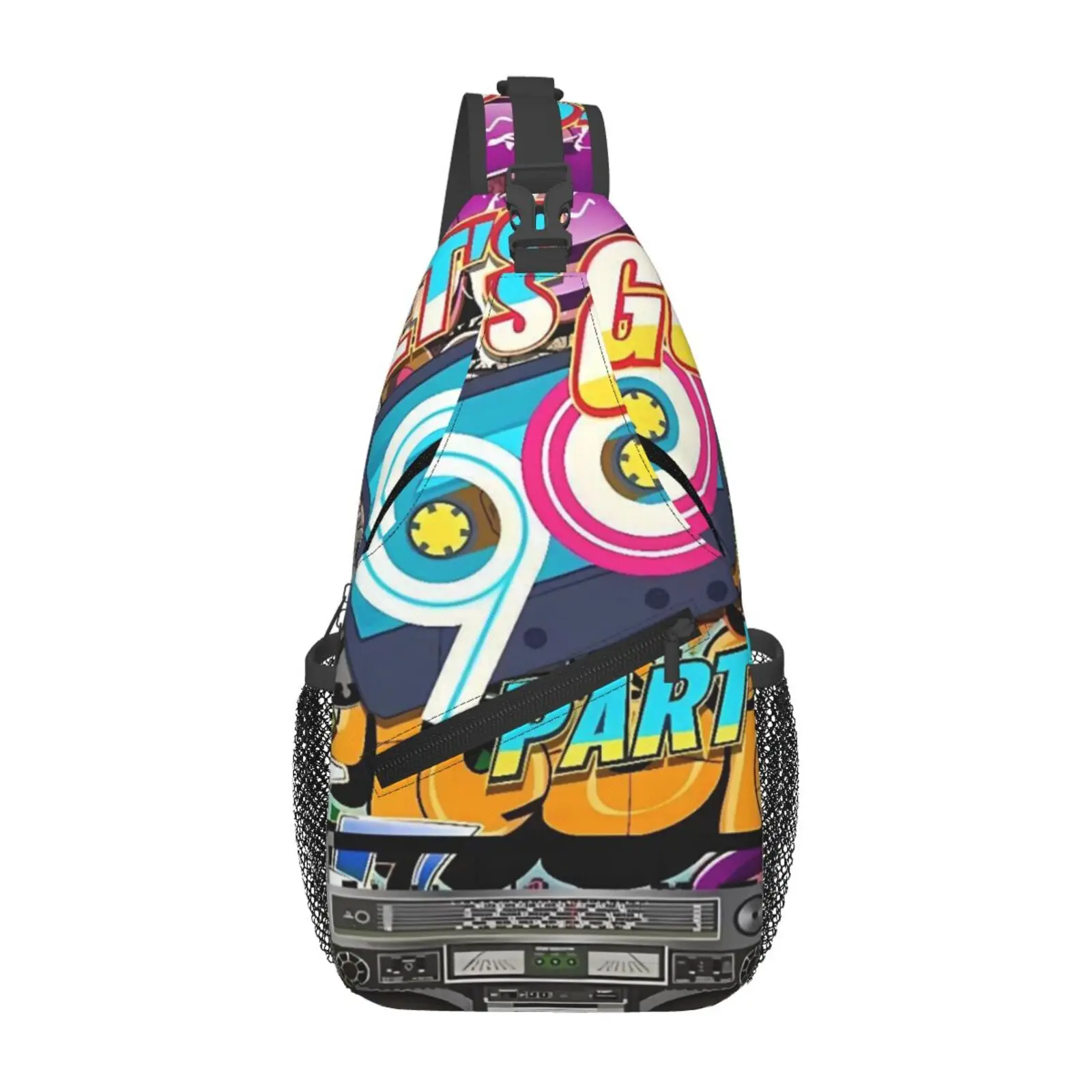 Retro 80s 90s Series Print Chest Bags Crossbody Sling Bag Travel Hiking Sports Backpack Casual Lightweight Daypack for Men Women