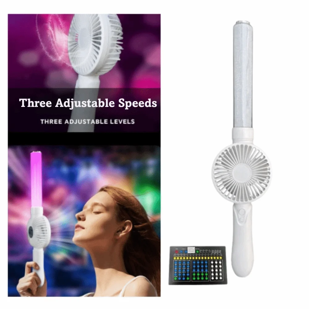 1pc LED Lighting Rechargeable Handheld Fan Dual Function Long Battery Life Concert Flashing Light Stick Music Playing