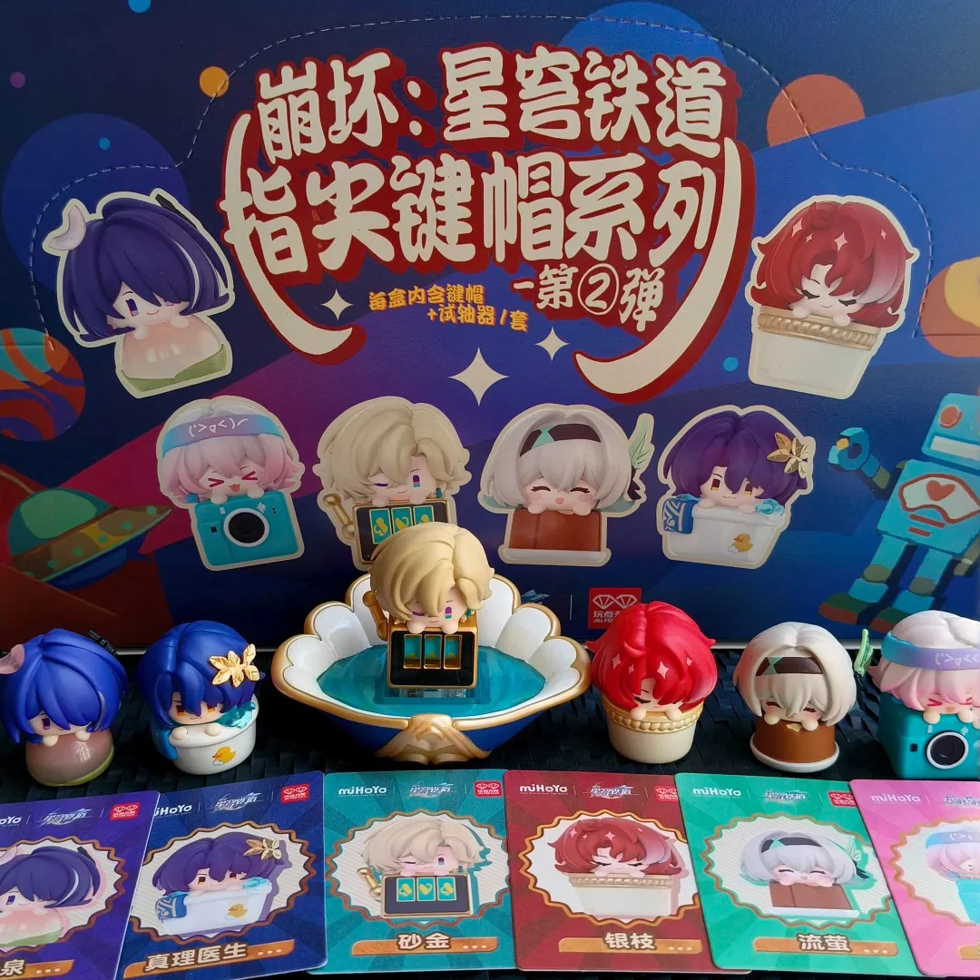 Genuine Mihoyo V2 Keycap Honkai Star Rail Stackable Figures Trendy Blind Box Toy Figurine Desktop Decoration Gift Ornament