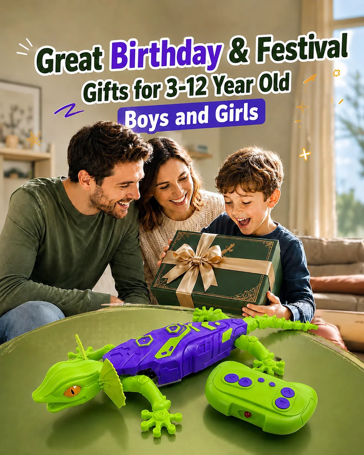 Remote Control RC Wall Climbing Gecko Lizard Model Electric Toys LED Light Sound Rechargeable Highly Realistic Animal Kids Gifts