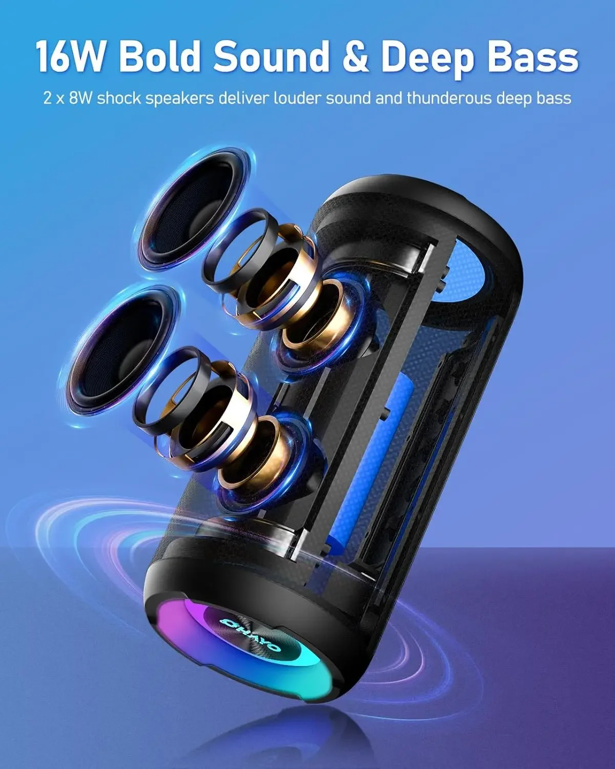 Ohayo LED Camping Lantern Portable Bluetooth Speaker, Full-Screen RGB Lights Display, Bluetooh 5.3, for Camping, Hiking, Outdoor