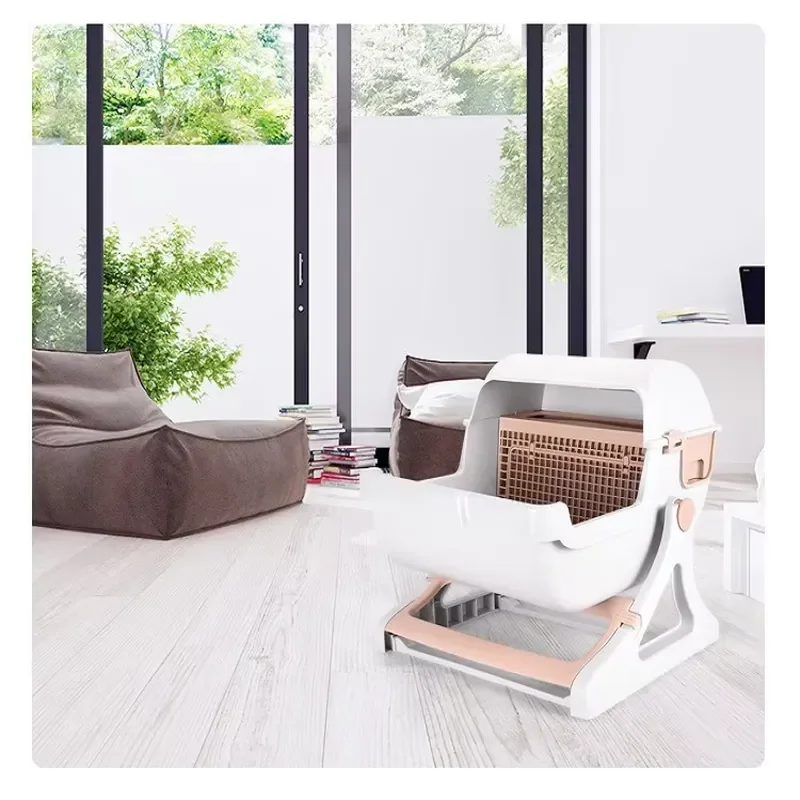 Automatic Cat Litter Box Large Space New Design Bathroom Self Cleaning Smart Toilet for Pets Modern Style Hygienic Waste