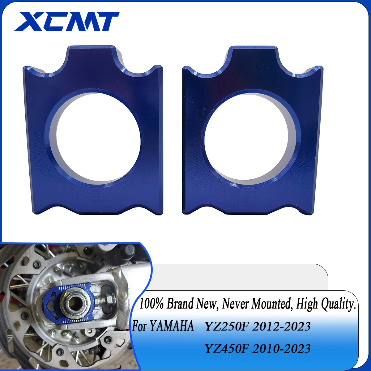 CNC Rear Chain Adjuster Axle Block For YAMAHA YZ250F YZ450F YZ125 YZ250 YZ250X YZ250FX WR250F WR450F WR250R WR250X 2002-2022