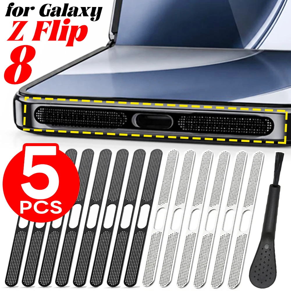 For Samsung Galaxy Z Flip 8 Metal Dustproof Net Sticker 1-5Pcs Speaker Anti-dust Mesh Dust Cover  Protector with Cleaning Brush