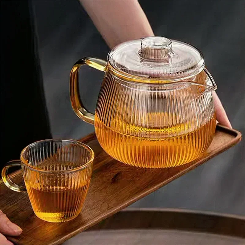 500ml 650ML Striped Penguin Shape Glass Teapot with Tea Infuser Chinese Ceremony Kung Fu Set Cup Maker