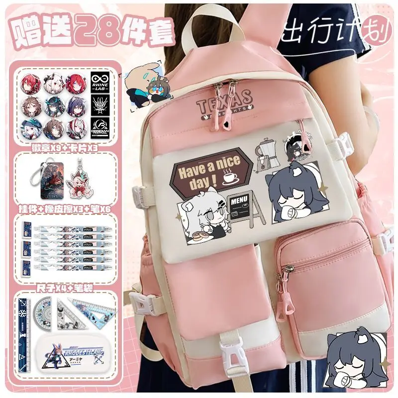 Arknights Merchandise 2024 New For Men And Women Students Simple Large Capacity Double Shoulder Bag Versatile Spine Protection A