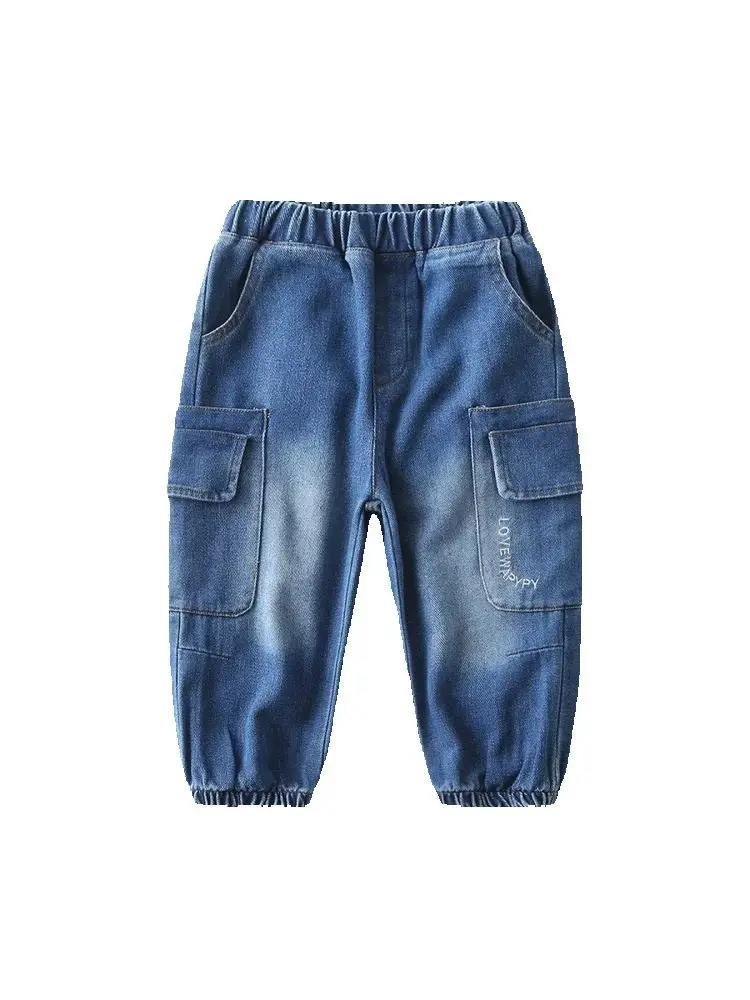 

Spring Autumn Kids Loose Jeans Boys Girls Fashion Casual Denim Pants Children All-match Denim Trousers 90-140cm