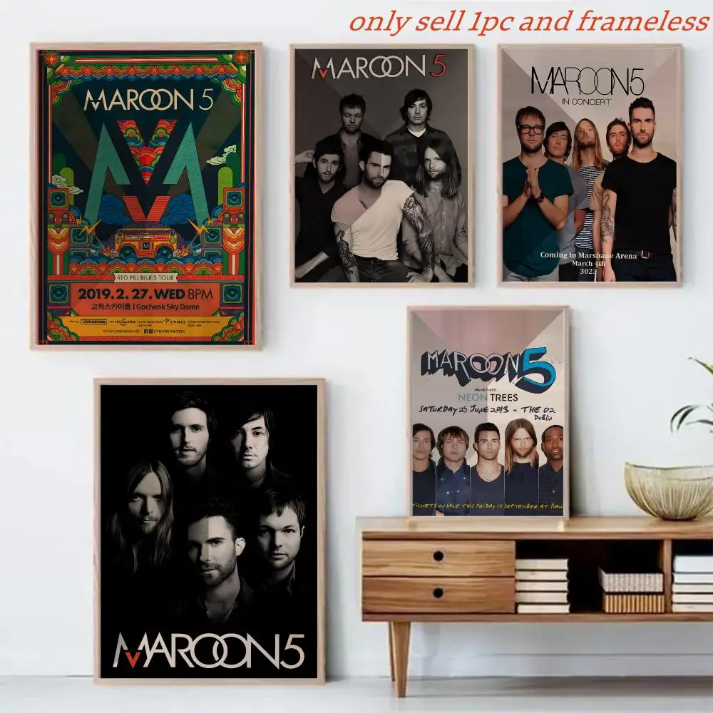 Rock Band M-Maroon 5 Painting Calligraphy Canvas Mural For Interior Walls Crease-Free Beautiful For Living Room Bedroom