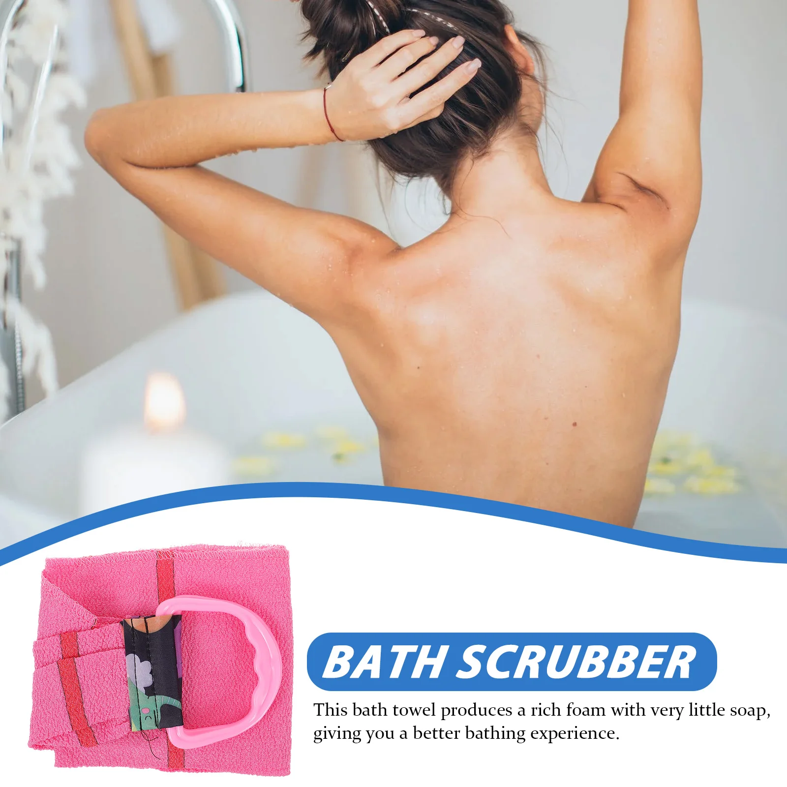 

Exfoliating Back Scrubber Towel Scrubbing Tool Soft Pink Mitt Shower Man Bath Towels
