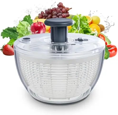 

Большая сушилка для салата 6 л - Очиститель для фруктов и овощей с дренажным ситом, быстрая сушка для салата, незаменимый кухонный аксессуар