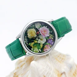 Shsby-Reloj de pulsera de cuarzo con correa de cuero para mujer, reloj elegante con flor dulce, marca de lujo, regalo para niñas, 4