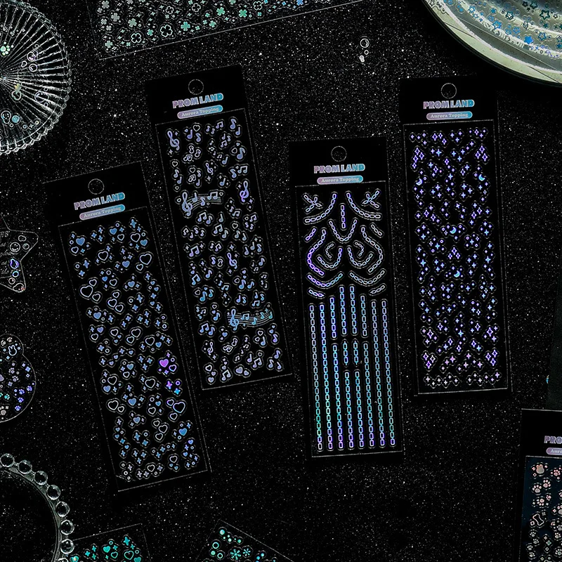 12 Pieces Laser Stickers, Glowing Hologram Stickers for Journals, Notebooks, DIY Crafts