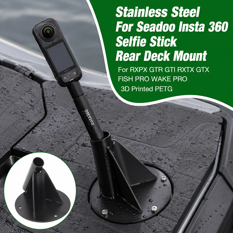 3dプリントpetg製seadoo-insta-360自撮り棒用ステンレス製リアデッキマウント（rxpx、gtr、gti、rxtx、gtx、fish-pro、wake-pro用）