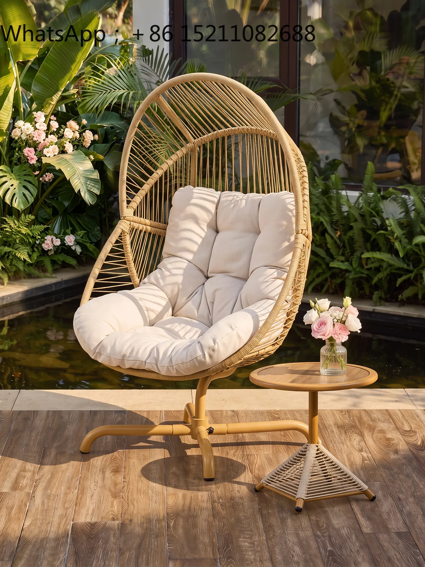 LLY Hanging Basket Swing Rattan Hanging Chair Indoor Household Lazy Revolving Chair Balcony Bird's Nest Rocking Chair