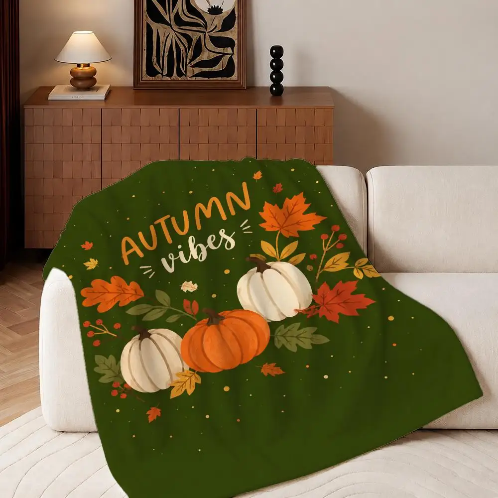 Fall Wreath  Throw Plush Flannel Throw Blanket, Sofa Bed Travel Picnic Home Textile Decor