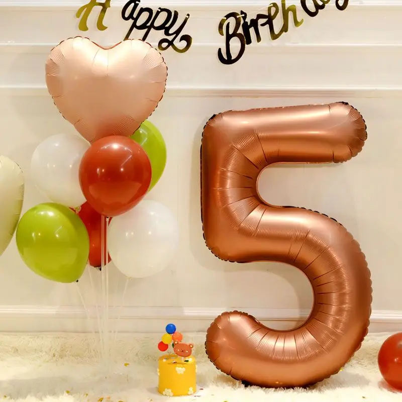 Large Digital Aluminum Film Balloon, INS Style, Cream Caramel Color, Birthday Party Photography Decoration, Boys and Girls, 40" - Image 6