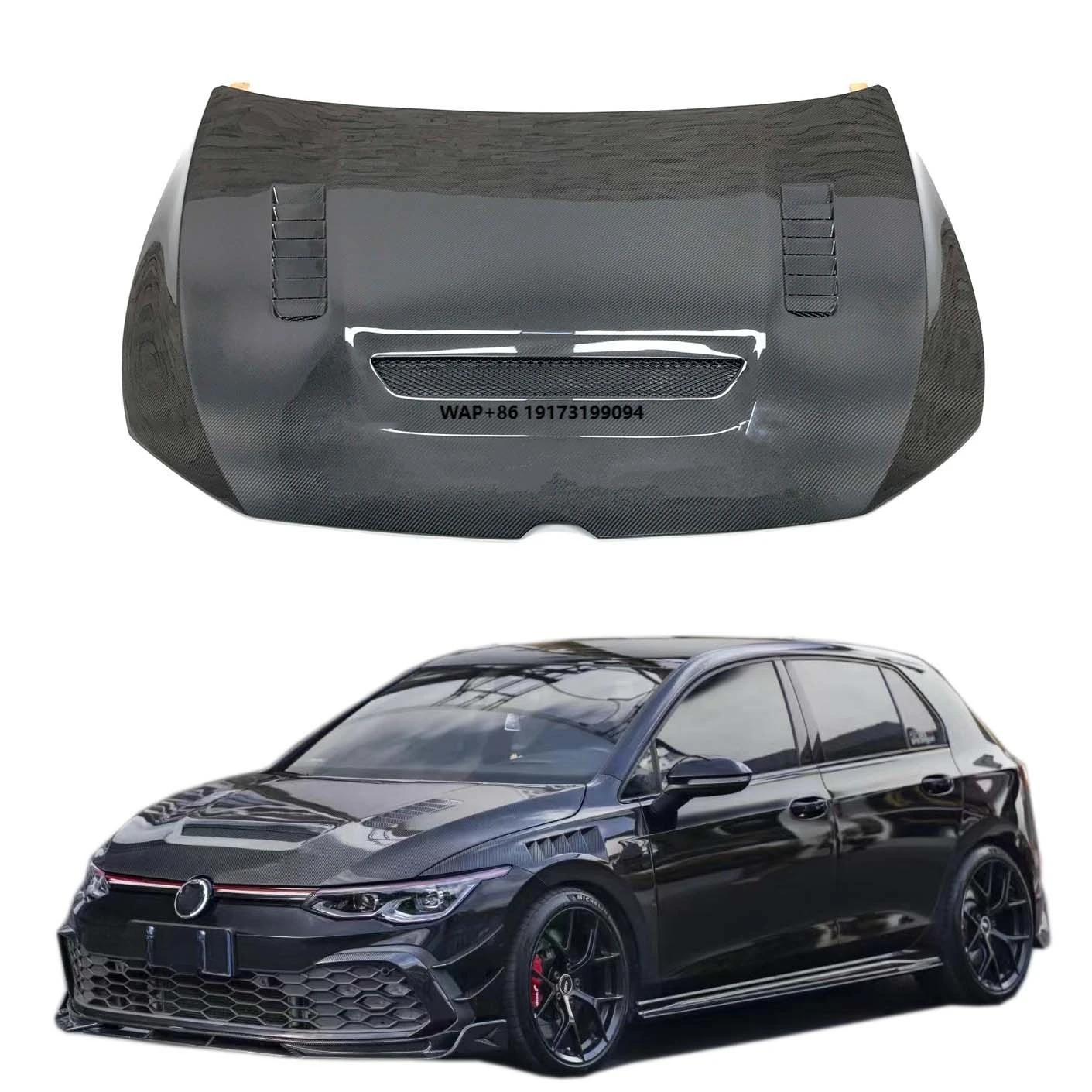 

For Golf 8 MK8 GTI Carbon Fiber Hood Body Kit CMST Style with Bolt-On