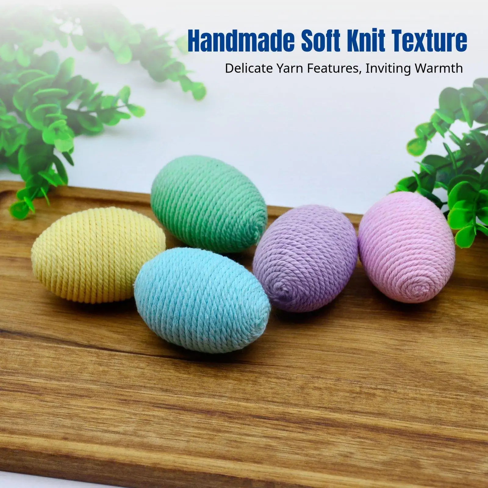 Pastel Egg Tray Handmade Cotton Bead Easter Ovals for Table Decor Nordic Style Festive Home Accent