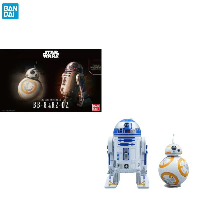 Bandai Original Star Wars Movie 1/12 BB-8 & R2-D2 Action Figure Assembly Collection Model Toy Gifts for Children