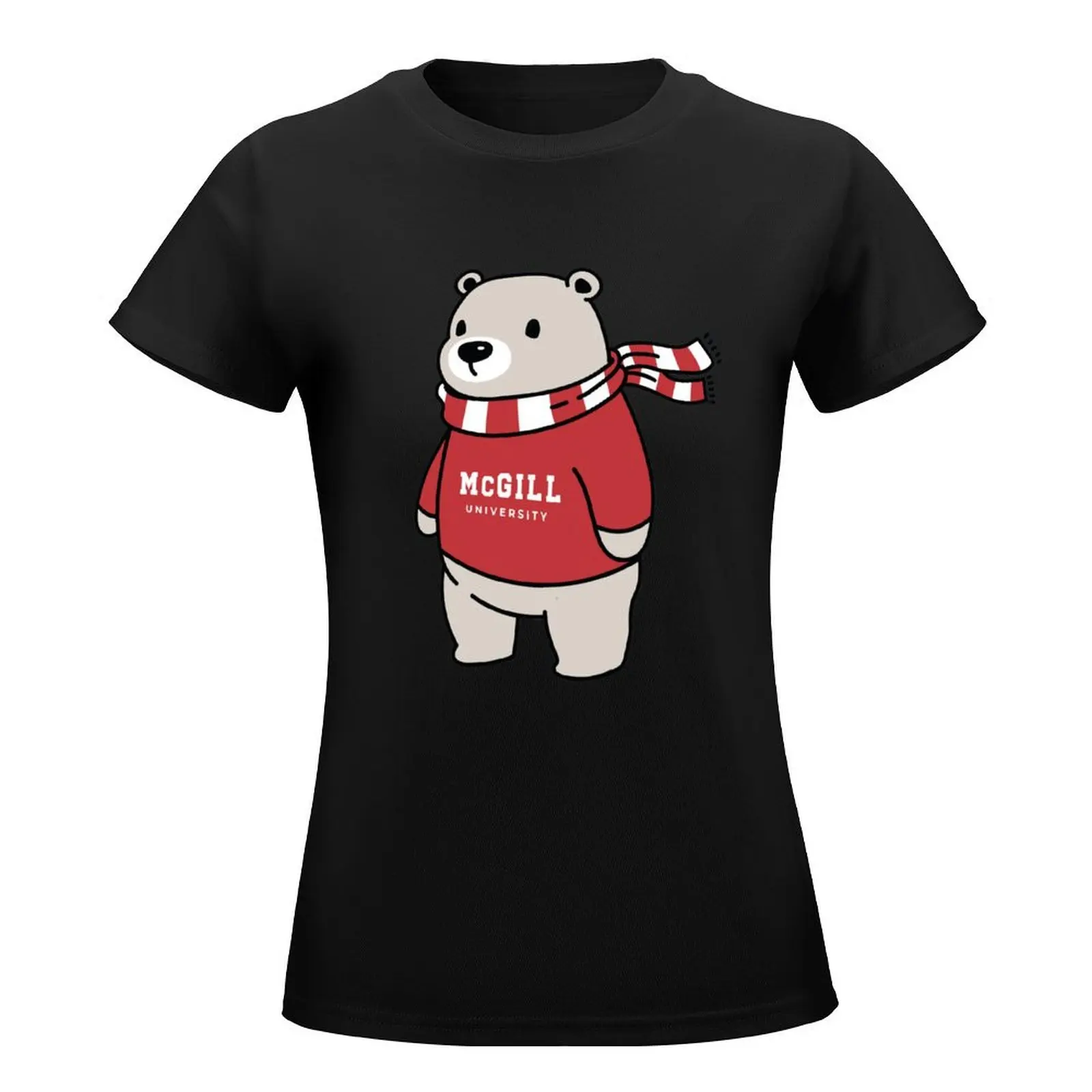 McGill University Bear With Sweater T-Shirt quick drying customs lady clothes tops white t shirts for Women