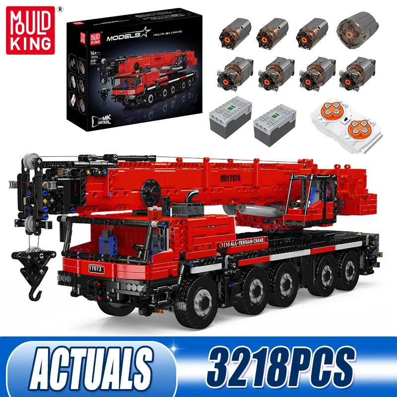 MOULD KING 17074 Technical City Engineering LTM1110 Mobile Crane APP Remote Control Building Blocks Truck Toys for Adults