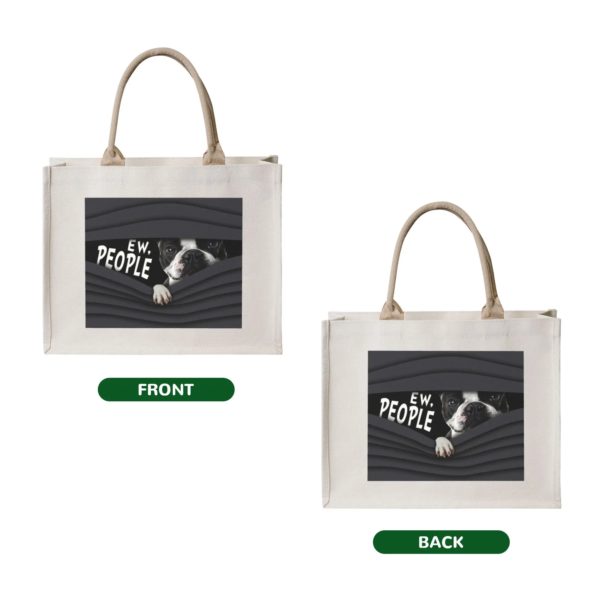 Funny Boston Terrier Ew People Shopping Tote Bags Portable Puppy Dog Grocery Shoulder Shopper Bag