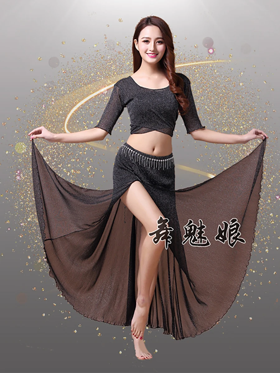 Conjunto de falda superior de danza del vientre para mujer, traje de escenario Sexy, ropa de práctica, actuación Oriental, desfile de moda, Ropa de baile, traje de club nocturno