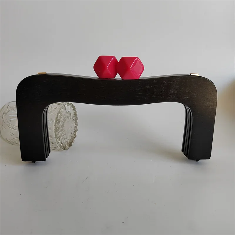22X10 Cm Black Candy Wooden Bag Purse Frame Wood Clip Bags Handle DIY Handmade Sewing Brackets Handles for Making Handbag