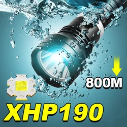 最も強力な XHP190 LED T6 LED ダイビング懐中電灯ハイパワー 18650 充電式ダイビングトーチ IPX8 防水水中ランタン