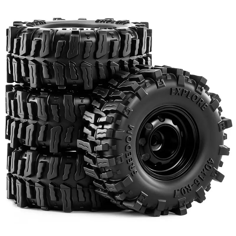 ABUM-0.7 Inch RC Rock Crawler Wheel Rims & Tires For 1/30 Axial SCX30 RC Climbing Car For Wrangler K10 Ford Bronco M Silver