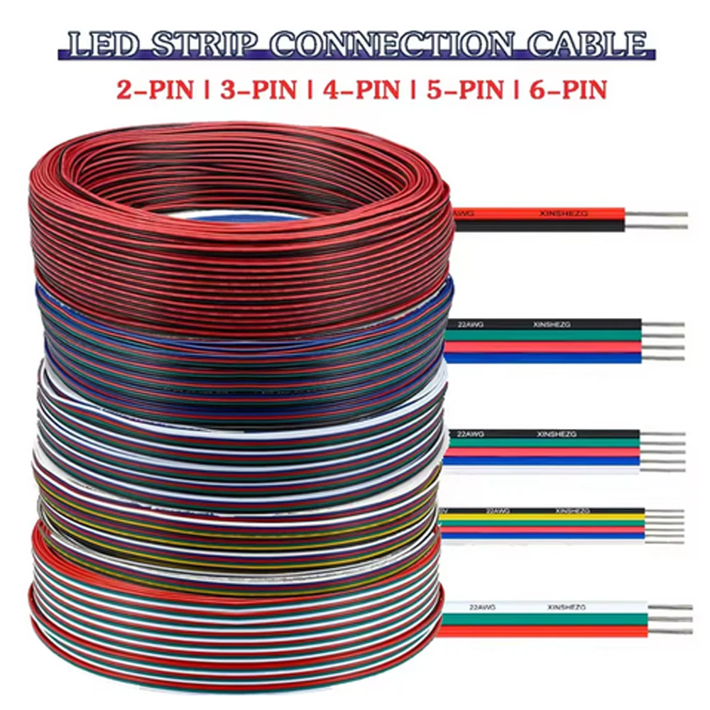 

2-контактный 3-контактный 4-контактный 5-контактный 6-контактный 22AWG электрический удлинительный кабельный разъем для 5050 2835 COB RGB RGBW RGBW RGBCCT светодиодная лента