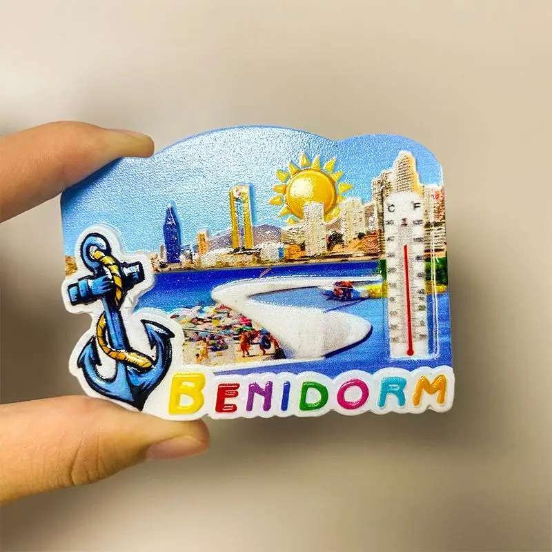 

Spanish tourist souvenir Benidorm beach view 3d Cultural and Creative Refrigerator Magnets Home Decor Gift