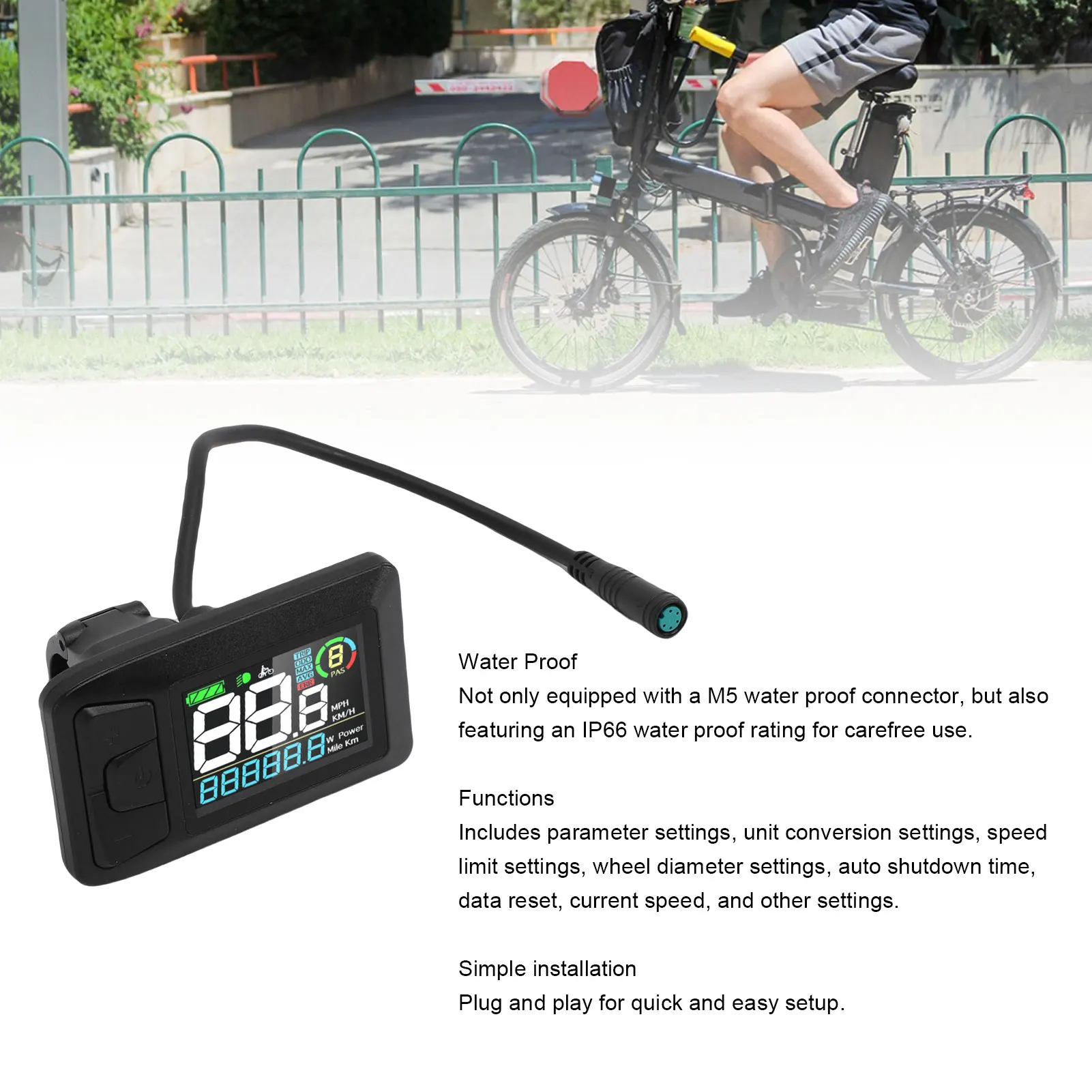 Display Meter Fit for BAFANG BBS01 BBS02B G340 G320 M300 M400 M620 Mid Motors LCD Color Display Control Panel with Water Proof