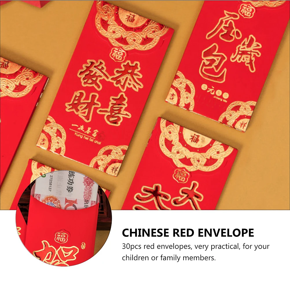 

30pcs Creative Red Envelopes Festive New Year Lucky Money Packets For Kids Family Chinese Hongbao Festival Celebration