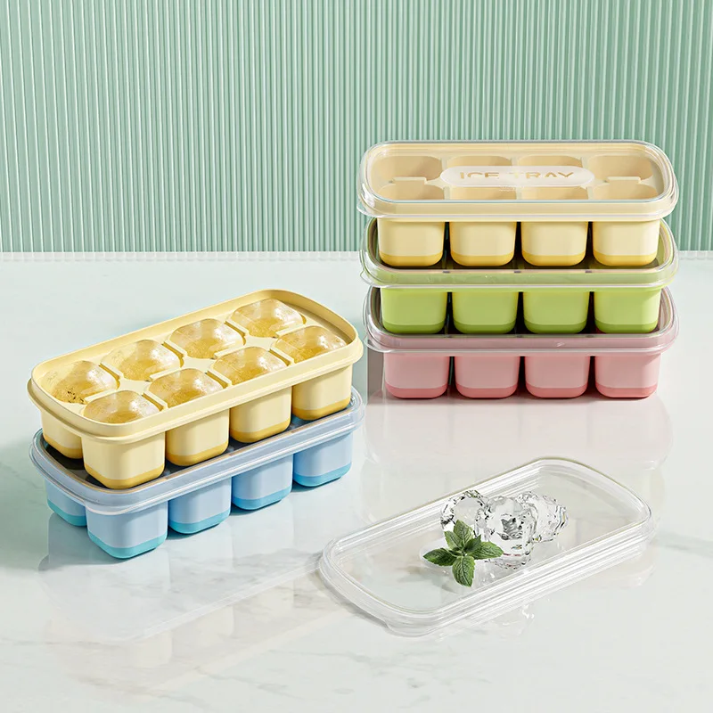 Baby Food Storage Containers 8 Grids BPA Free Silicone Fruit Breast Milk Supplement Freezer Crisper Box Baby Rice Cake Mold Box