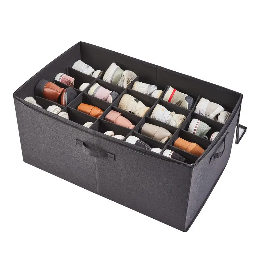 

Storage Organizer for Closet, Shoe Box Organizer, Space Saving Foldable Shoe Rack, Shoe Storage Cabinet with Clear Cover and Rei