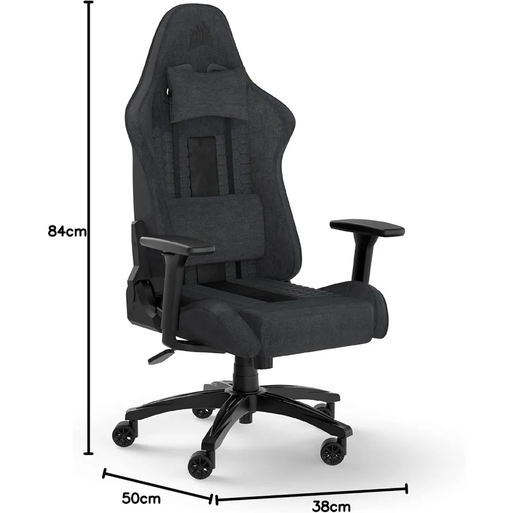 TC100 Relaxed Gaming Chair, One Size, Gray and Black