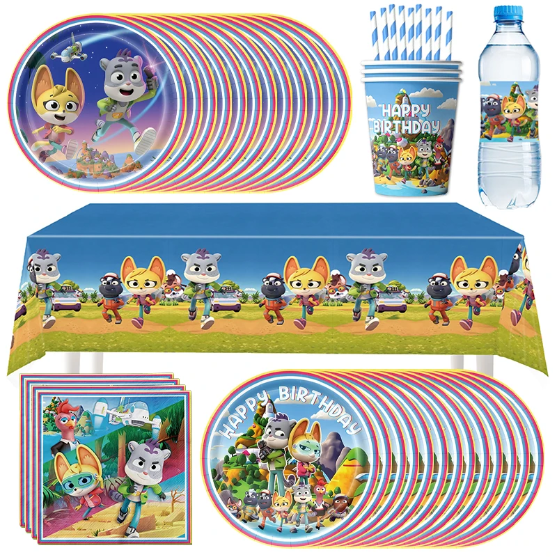 Kreatur-Geburtstagsdekoration, Geschirrset, Teller, Tasse, Tischdecke, Hintergrund, Flaschenetikett, Tortenaufsatz, Babyparty-Geschenke