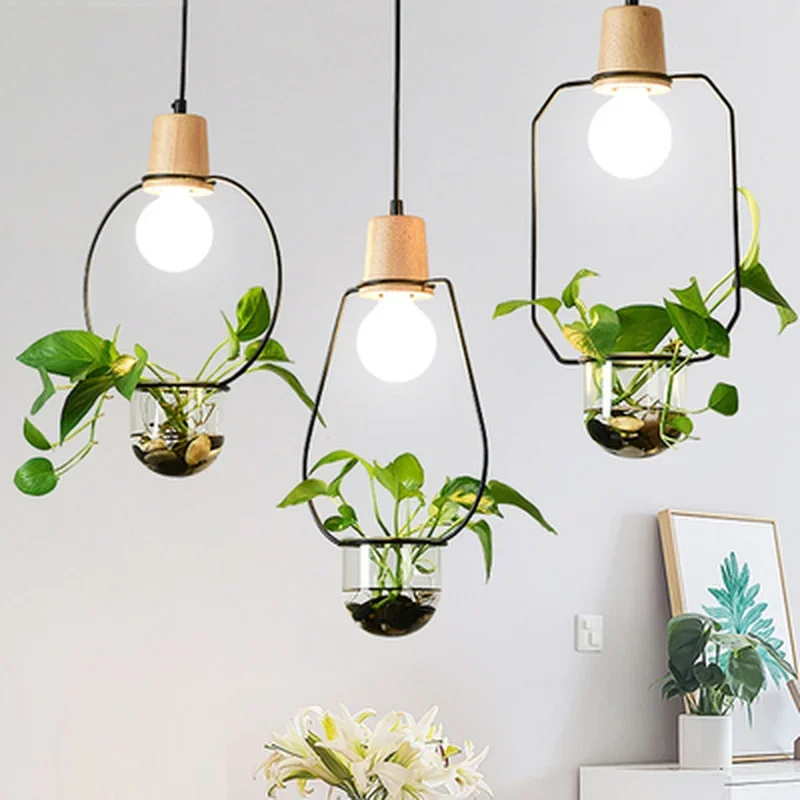 Nordic Pendant Lights For Dining Room Coffee Shop Hanging Light Fixture Rester Restaurant Bar Lamps Excluding Plant