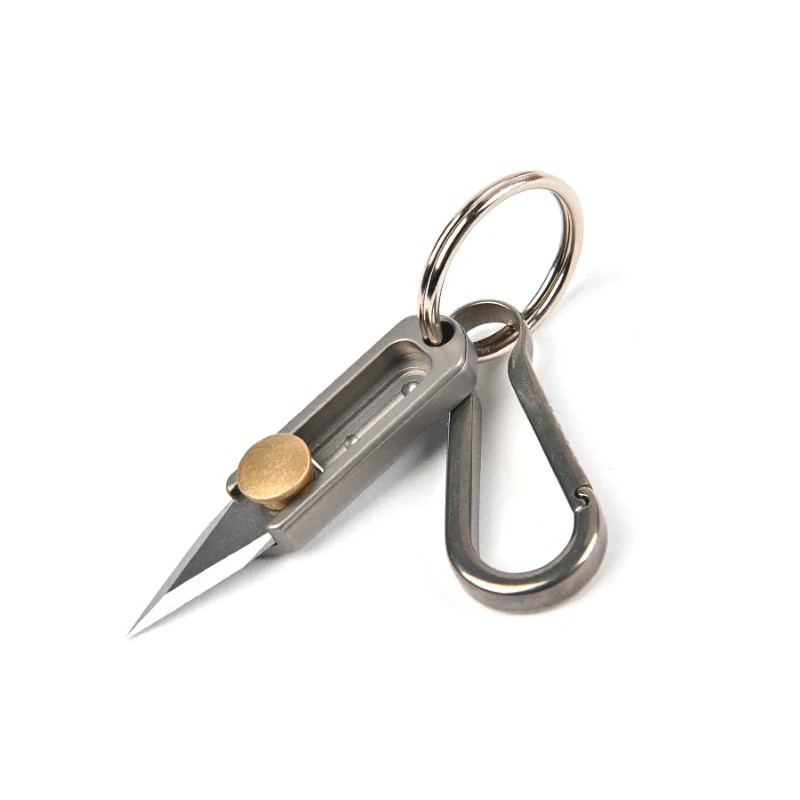 Imagem -03 - Liga de Titânio Puro Portable Edc Keychain Mini Push Knife Pingente Afiado Desembalando Abertura Expressa