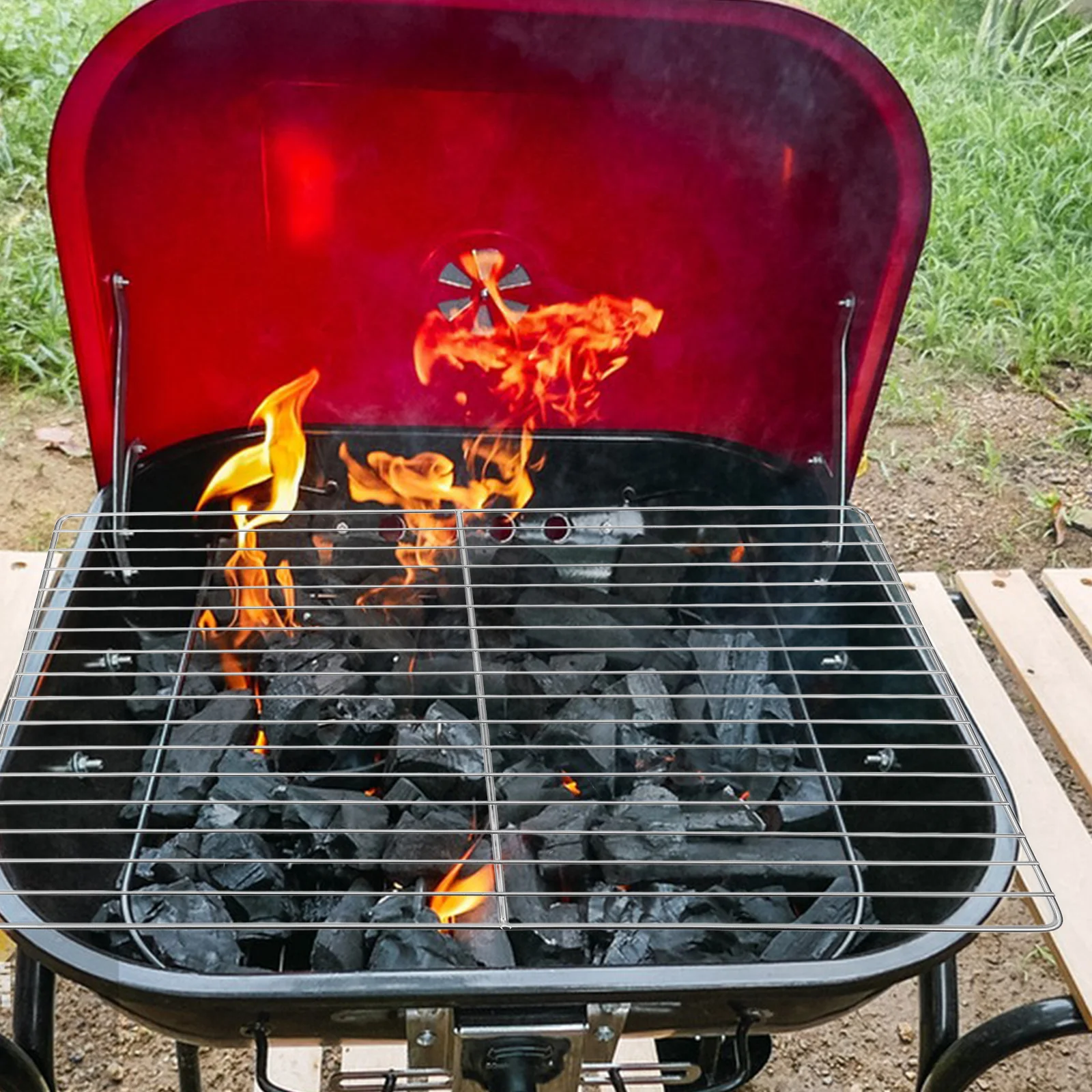 

Bbq Stainless Steel Cooking Grill Grid Grate Heat Retaining Non-Stick Long Life Outdoor Camping Barbecue Grill Kettle Grid