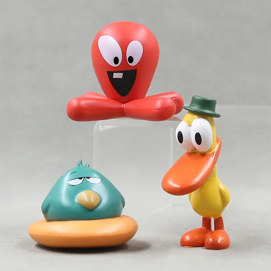 Pocoyo ตุ๊กตาสัตว์รูปนกเป็ดช้างของเล่นหุ่นตัวการ์ตูนน่ารัก PVC 7ชิ้น/เซ็ตของขวัญสำหรับเด็ก