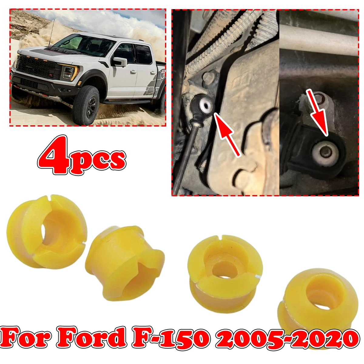 

4Pcs Shift Cable Bushing For Ford F-150 2005-2020 Shifting Fix Gear Selector Change Lever Linkage End Pivot Grommet Trans Parts