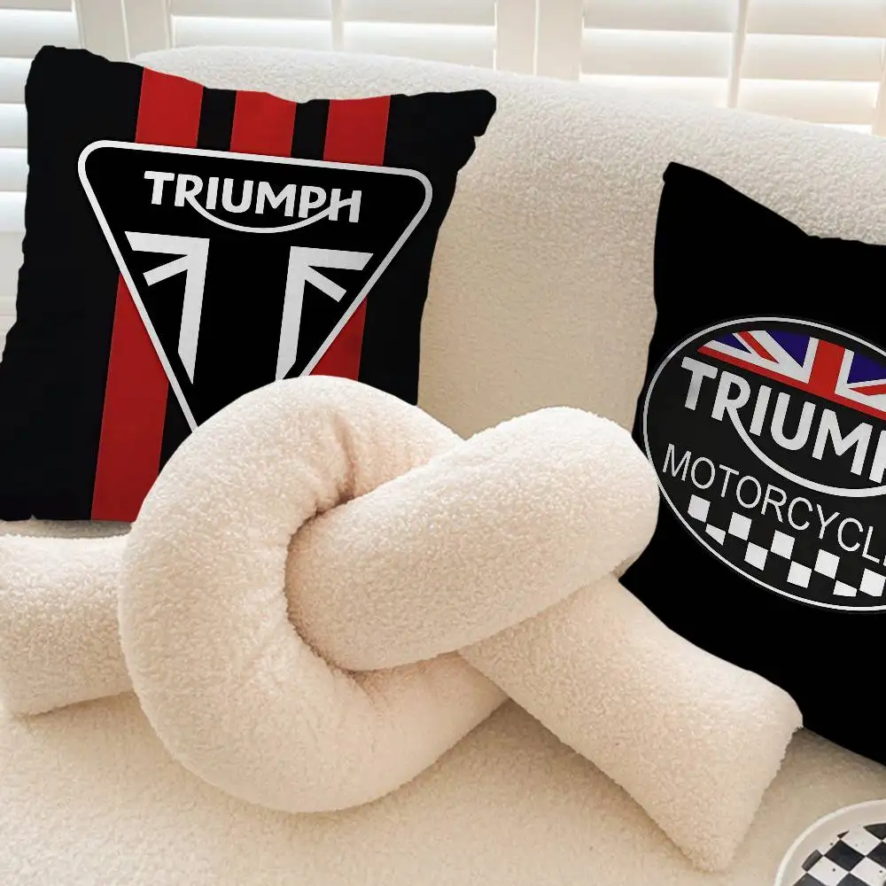 T-Triumphs Logo Pillow Covers Cartoon Sofa Decorative Home Double-sided Printing Short Plush Cute Cushion Cover