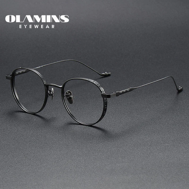 

OLAMINS​ Pure Titanium Optical Frame Titanium Optical Frame Handmade Pure Titanium Plate Glasses Reading Eyewear Unisex