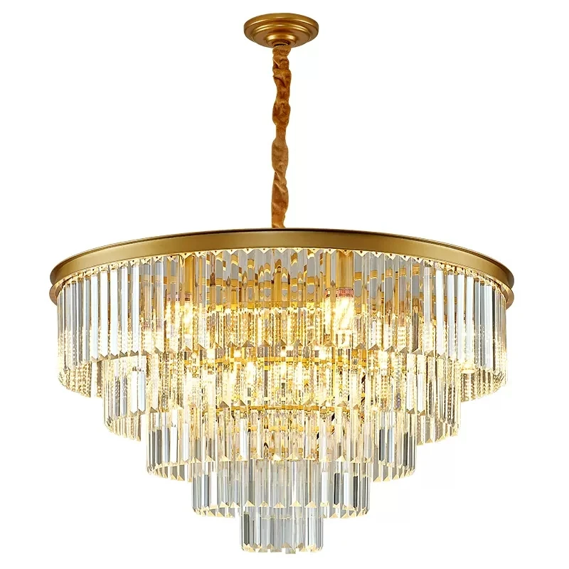 

Modern Round Golden Black Chandelier Crystal Lighting Fixture for Living Room Kitchen Bedroom Restaurant Indoor Home Decor Lamp