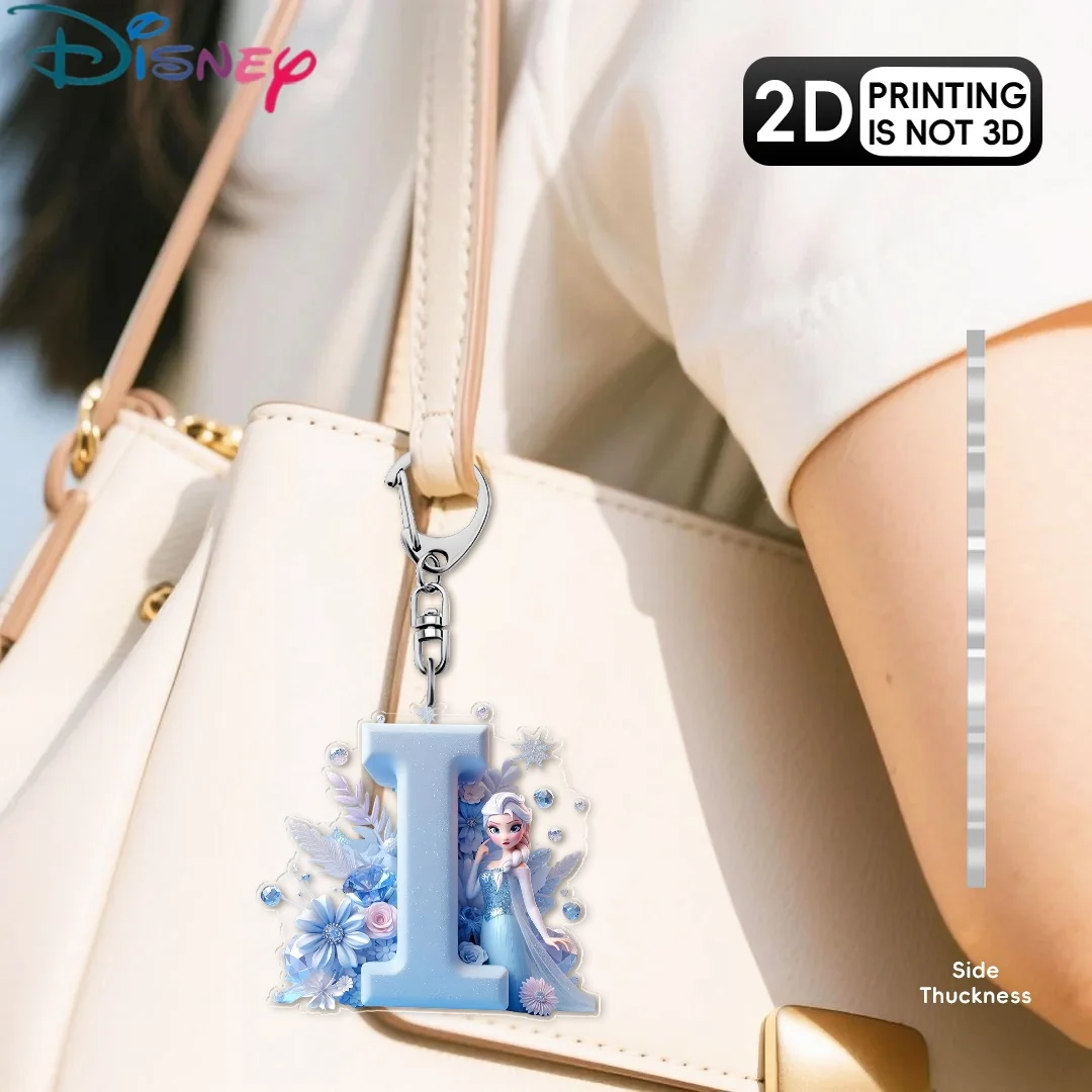 جديد ديزني فروزن إلسا أنيمي الشكل الاكريليك A-Z سلسلة مفاتيح من الكرتون قلادة ملونة سيارة مرآة الرؤية الخلفية بنين بنات هدية عيد ميلاد